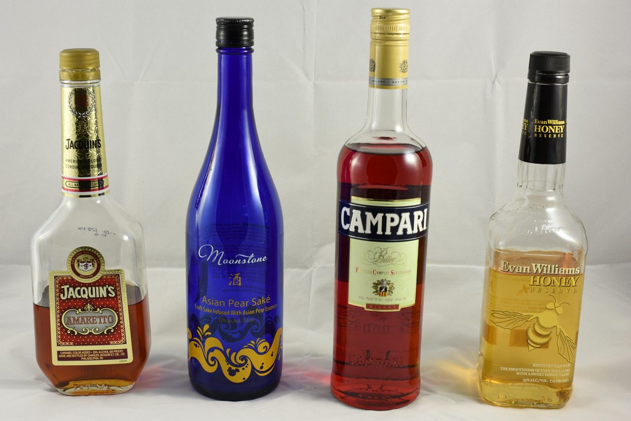 alcohol, bottles, liquor, amaretto, sake, japanese sake, japanese wine, rice wine, campari, evan williams, glass, alcoholic, wine, drink, red, yellow, blue, alcoholic drinks, wine bottle, whisky, food and wine, glass bottles, amaretto, sake, sake, sake, japanese sake, rice wine, campari, campari, campari, campari, campari