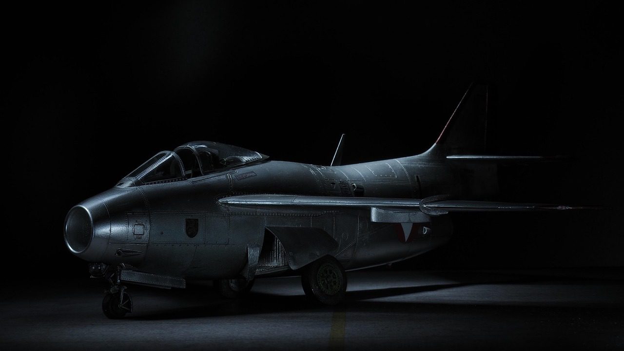 saab29, model airplane, light painting, flying ton, mood, light