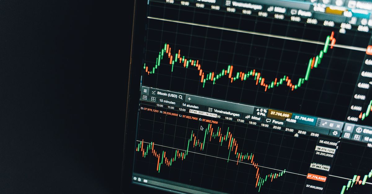 Close-up of a live cryptocurrency trading chart screen displaying dynamic market trends and analysis.